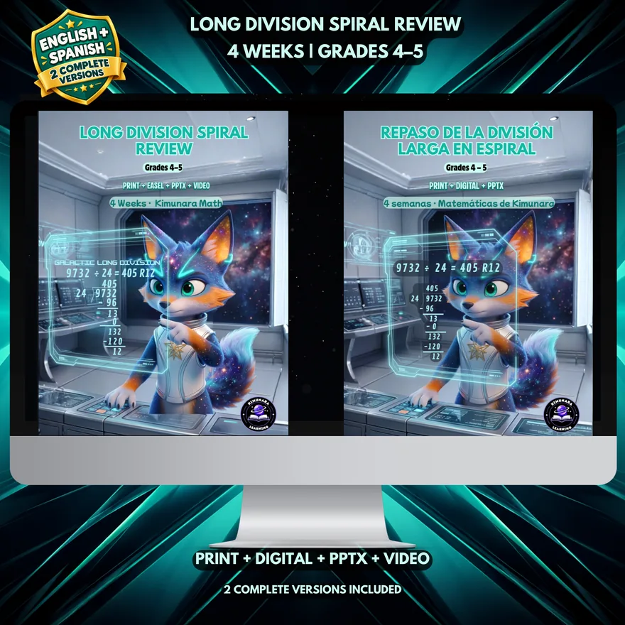 Portada de División larga · inglés + español