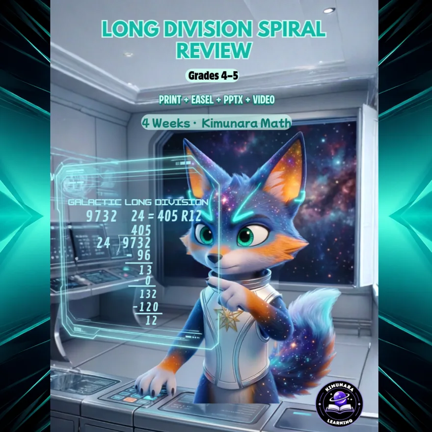 Portada de División larga · repaso de 4 semanas